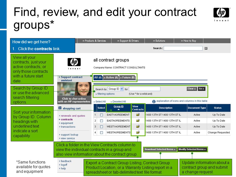 Find, review, and edit your contract groups*