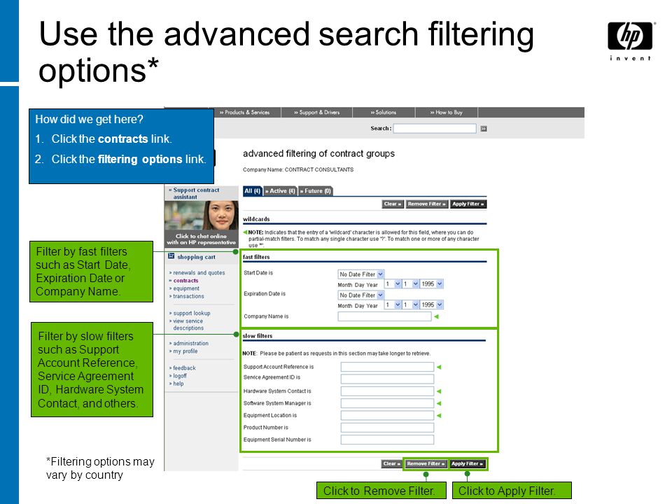 Use the advanced search filtering options*
