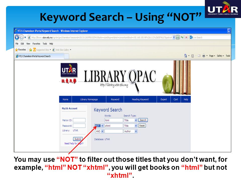 Keyword Search – Using NOT