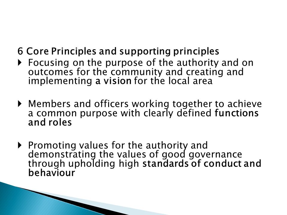 6 Core Principles and supporting principles