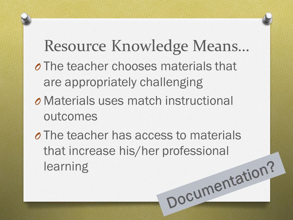 Resource Knowledge Means…