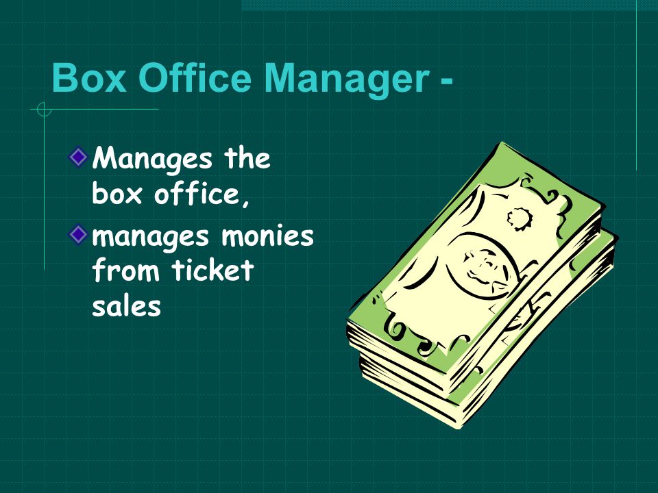 Box Office Manager - Manages the box office,