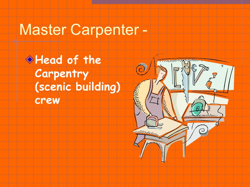 Master Carpenter - Head of the Carpentry (scenic building) crew