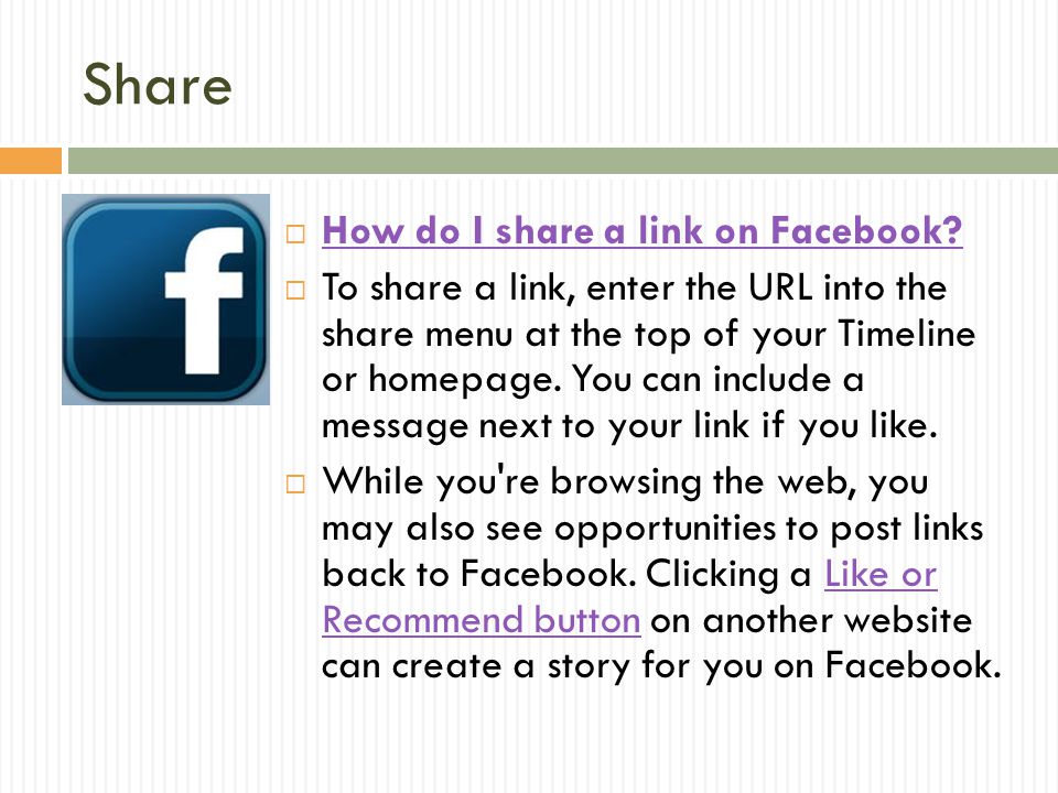 Share How do I share a link on Facebook