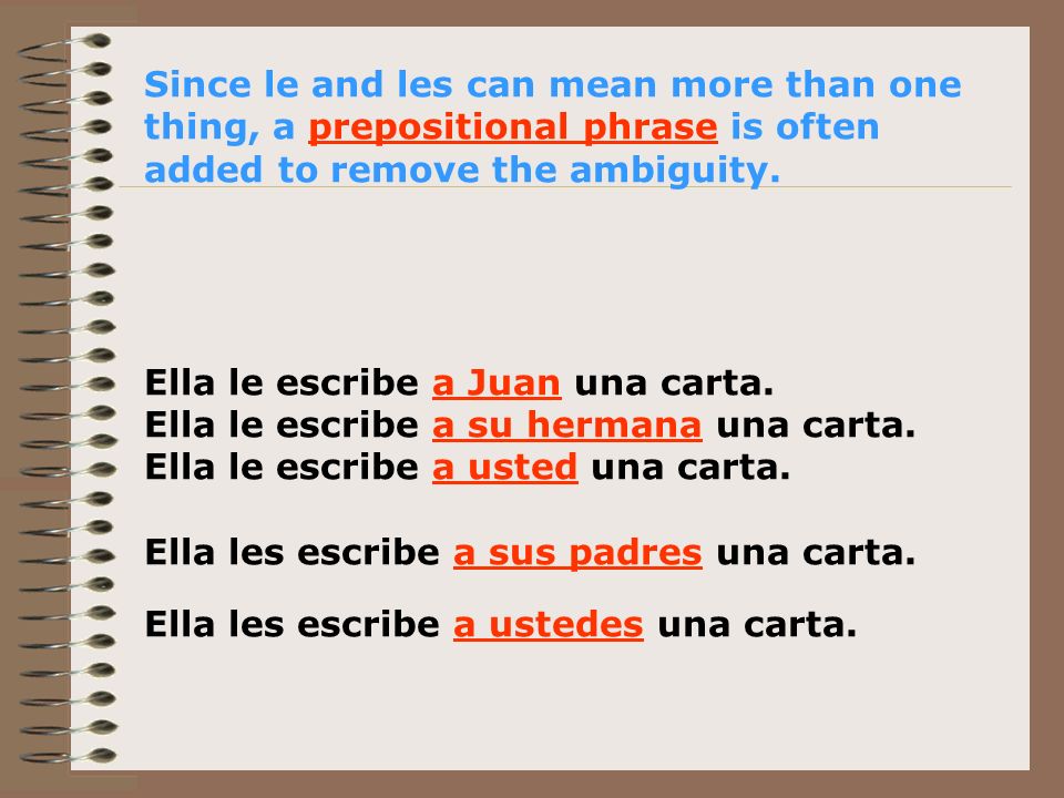 Since le and les can mean more than one thing, a prepositional phrase is often added to remove the ambiguity.