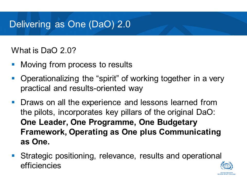 Delivering as One (DaO) 2.0