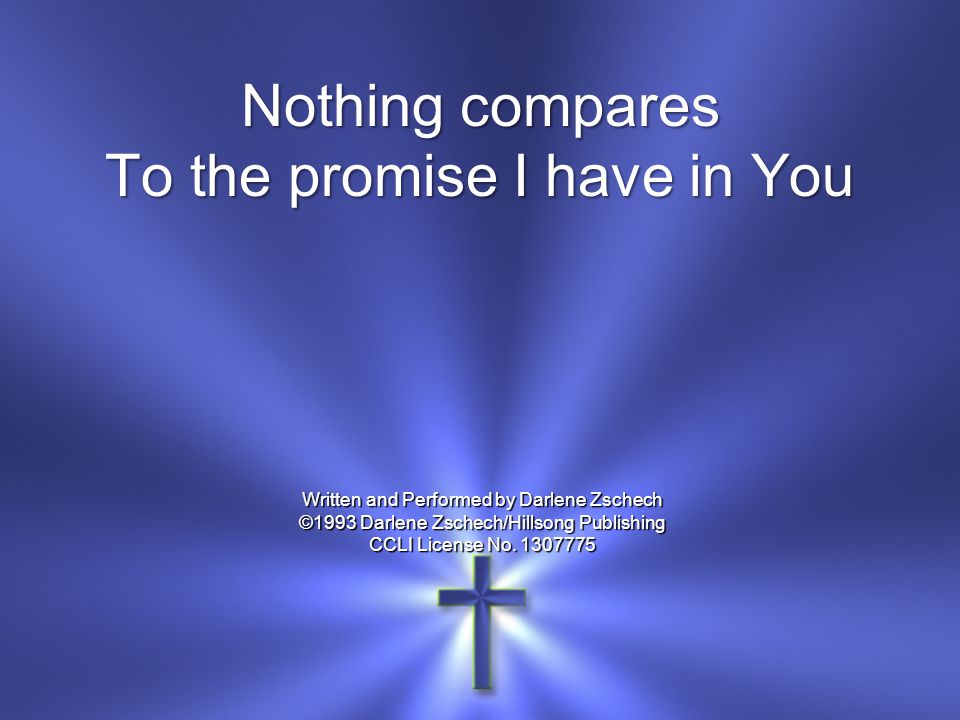 Nothing compares To the promise I have in You