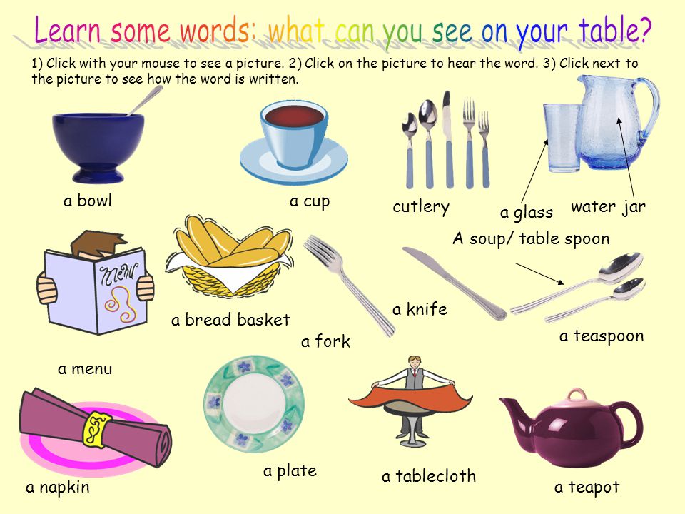Learn some words: what can you see on your table