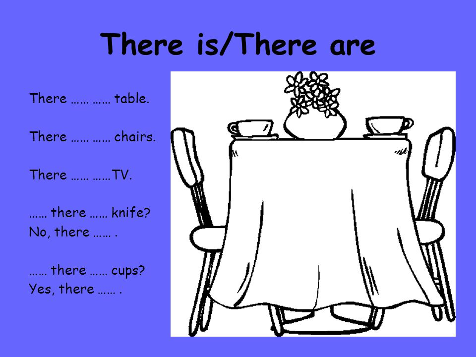 There is/There are There …… …… table. There …… …… chairs.