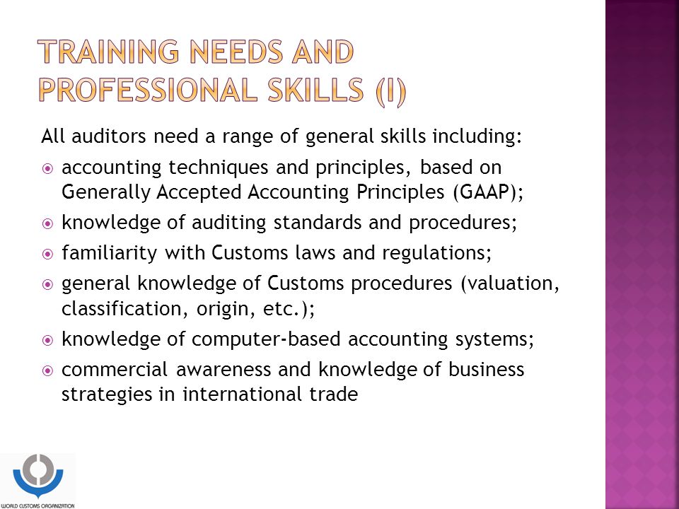 Training needs and professional skills (I)