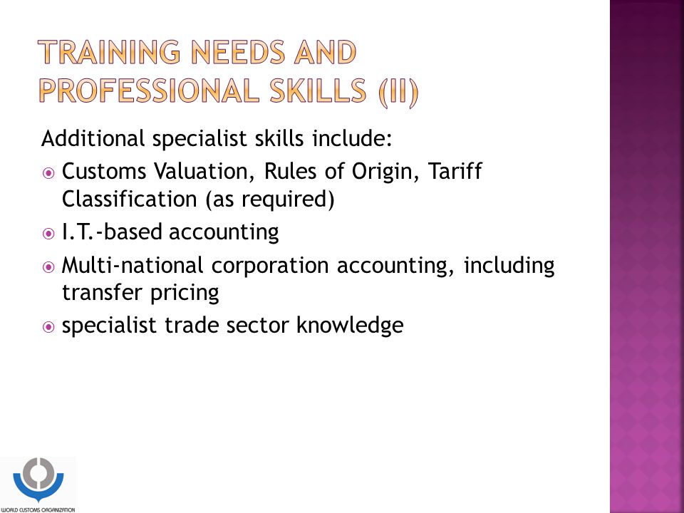 Training needs and professional skills (II)