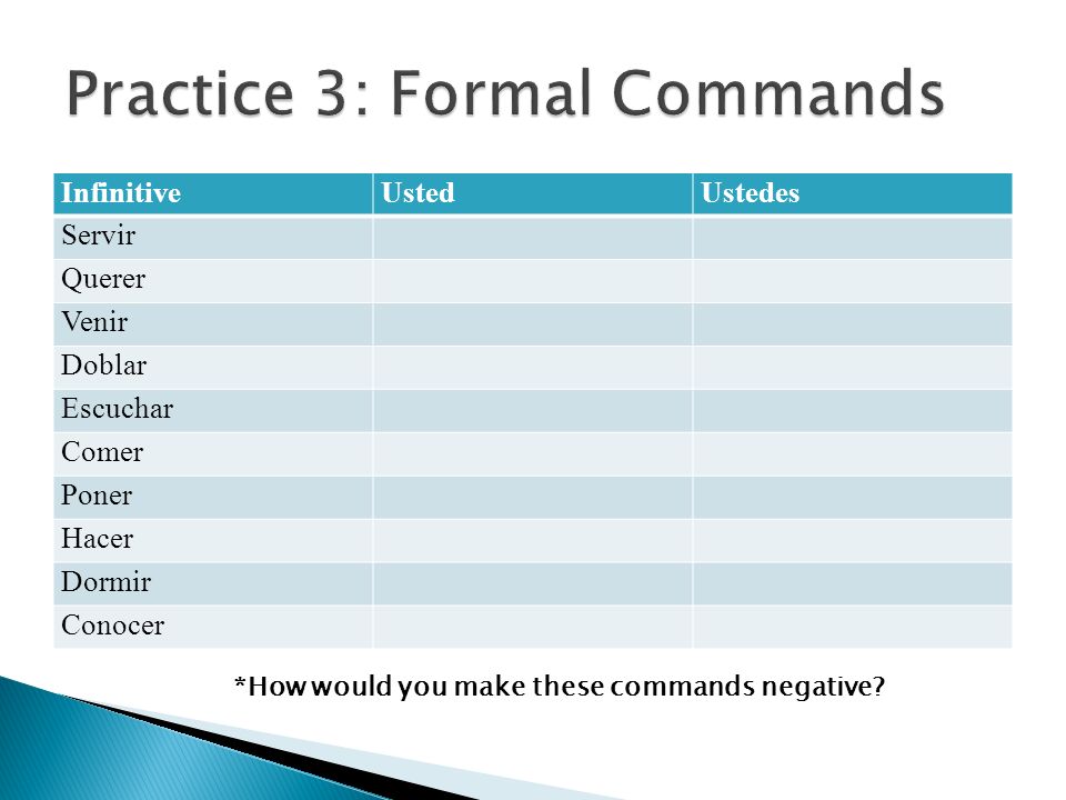 Practice 3: Formal Commands