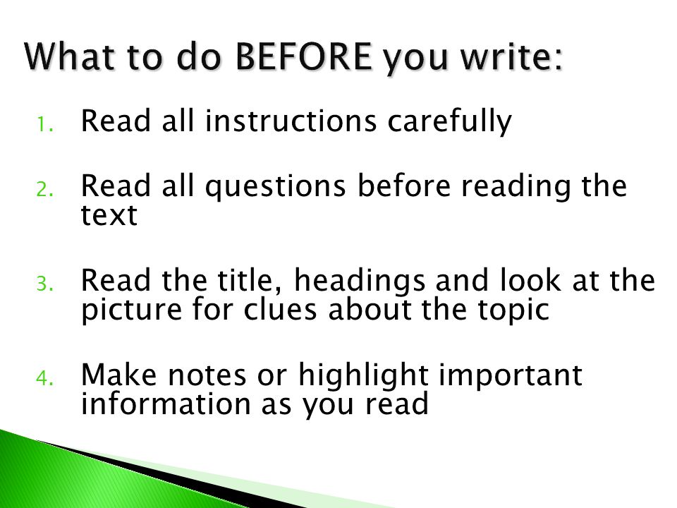 What to do BEFORE you write: