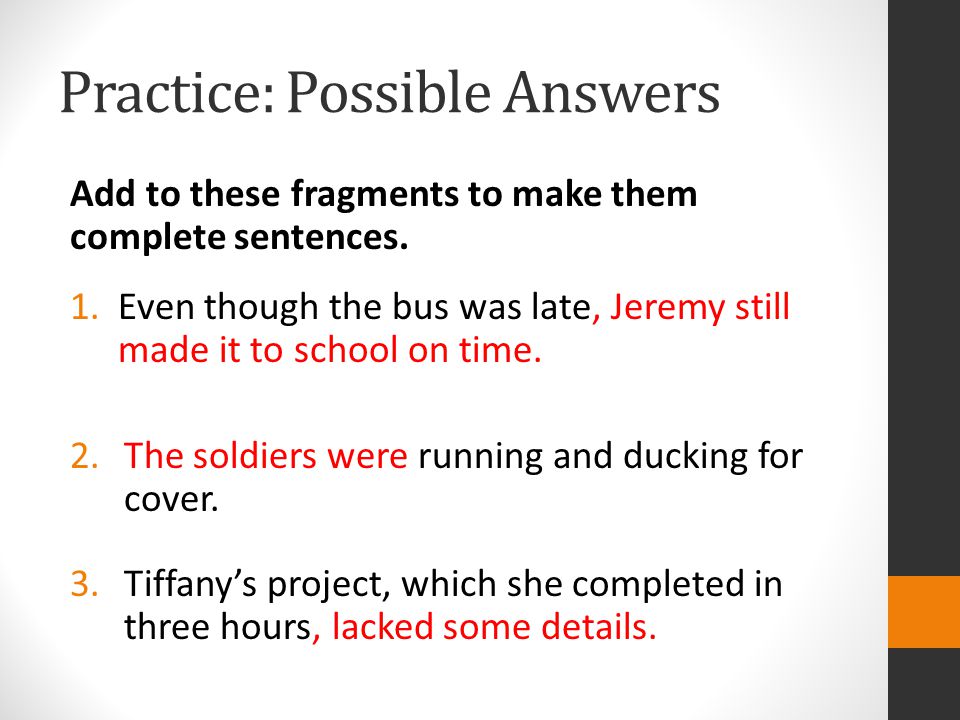 Practice: Possible Answers