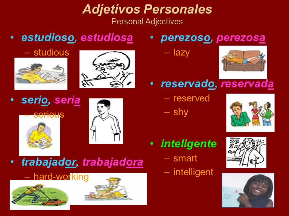 Adjetivos Personales Personal Adjectives