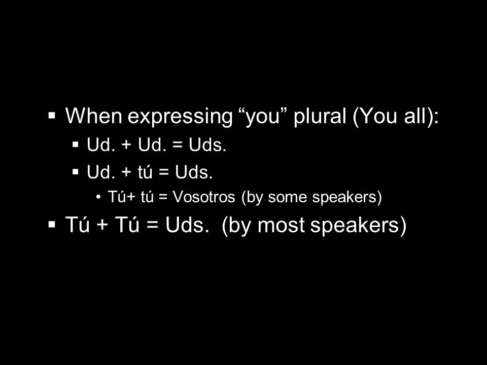 When expressing you plural (You all):