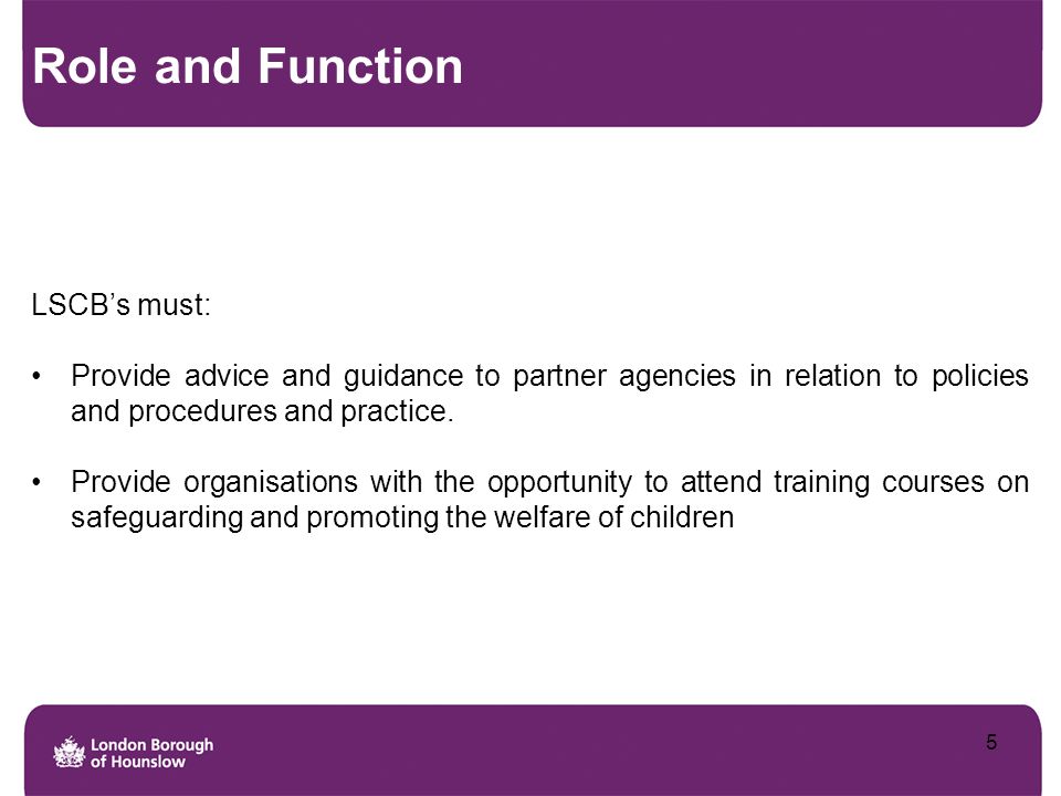 Role and Function LSCB’s must: