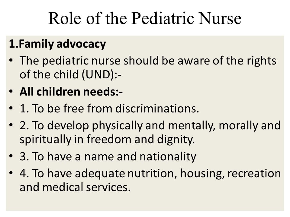 Role of the Pediatric Nurse