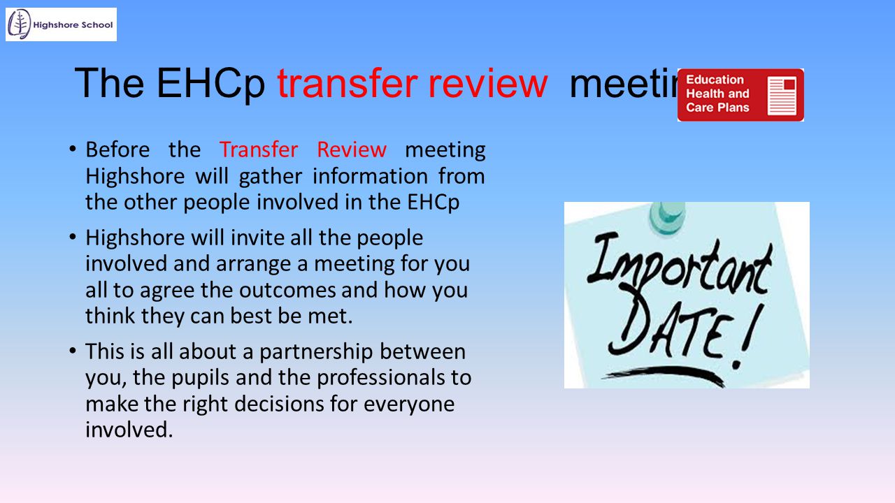 The EHCp transfer review meeting