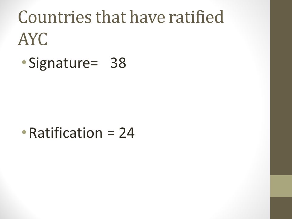 Countries that have ratified AYC