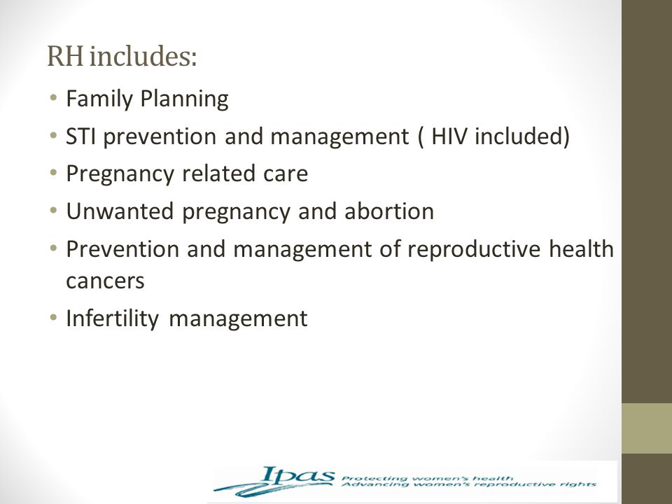 RH includes: Family Planning