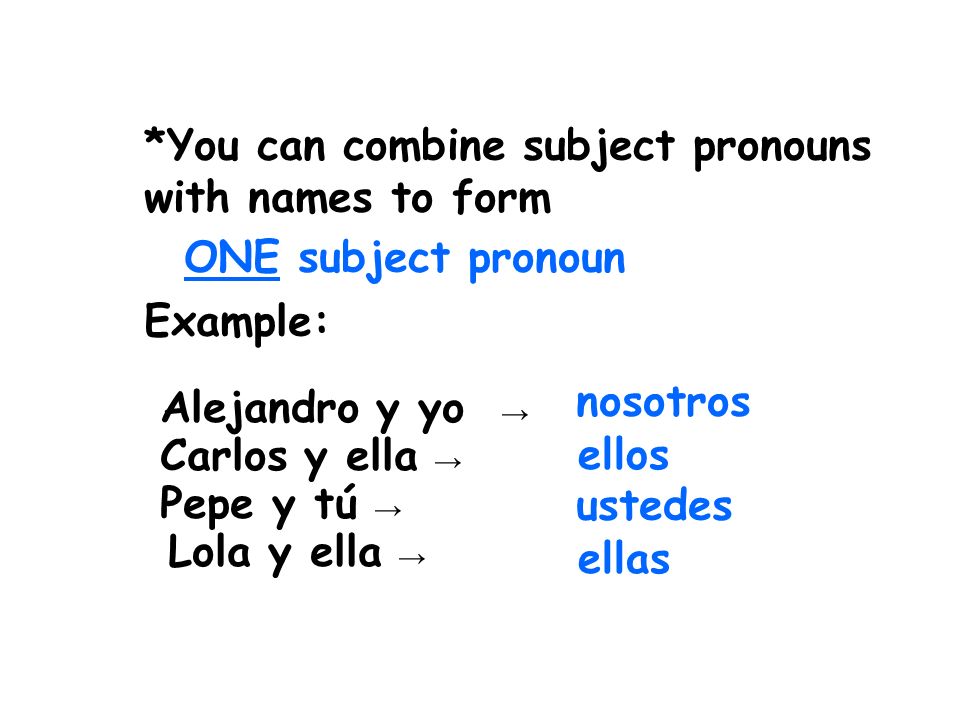 *You can combine subject pronouns