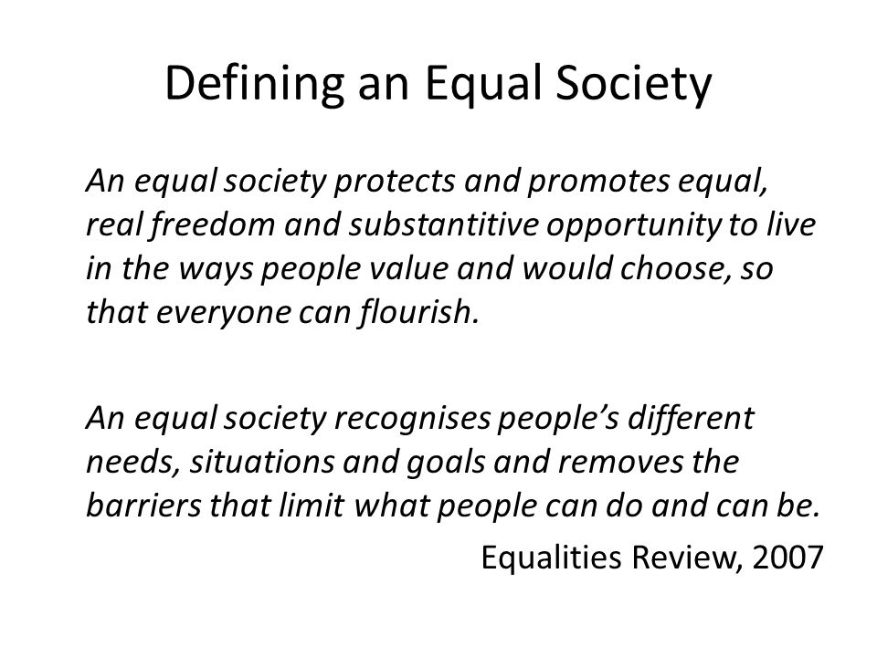 Defining an Equal Society
