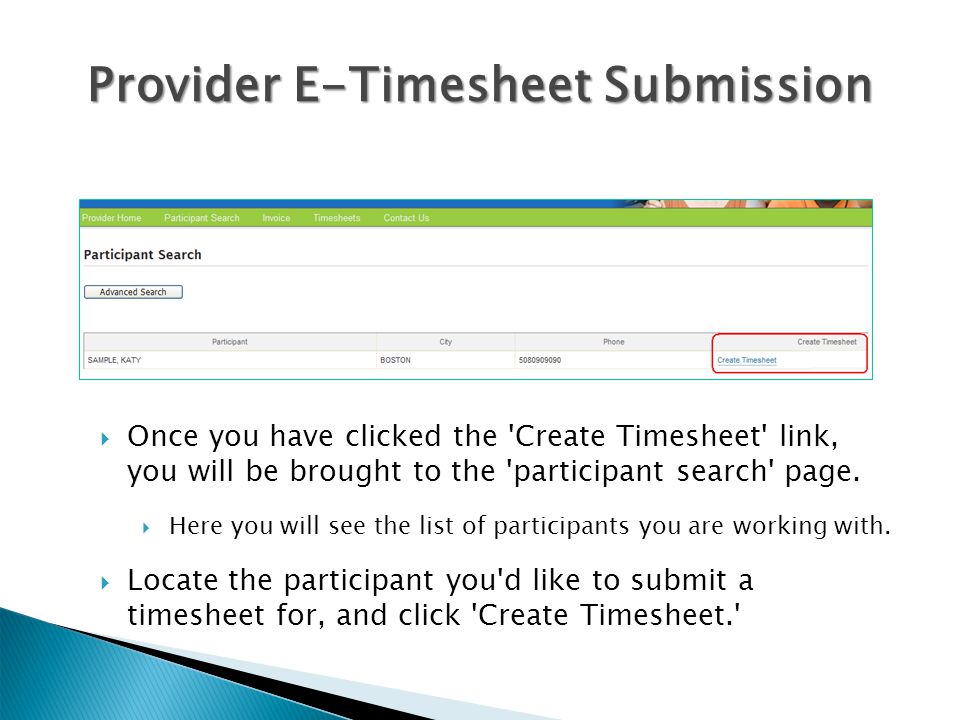 Provider E-Timesheet Submission