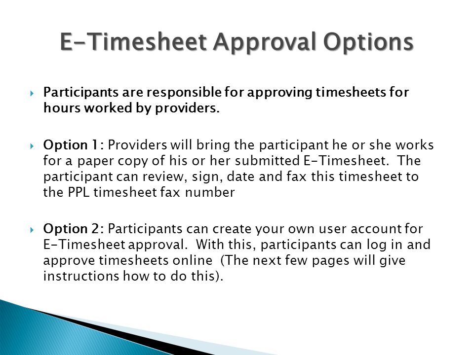 E-Timesheet Approval Options