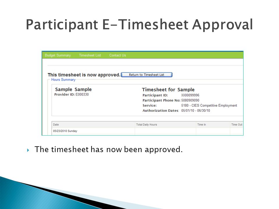 Participant E-Timesheet Approval