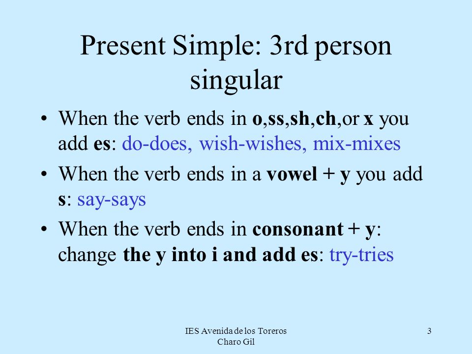 Present Simple: 3rd person singular