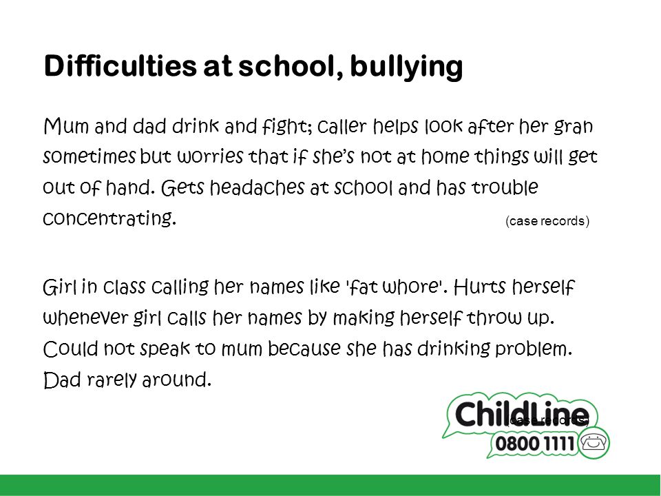 Difficulties at school, bullying