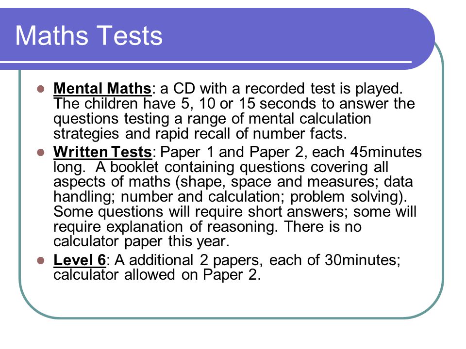 Maths Tests