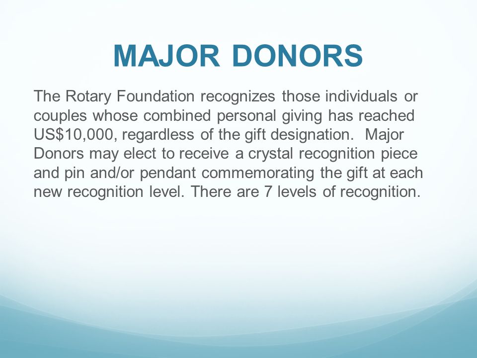 MAJOR DONORS