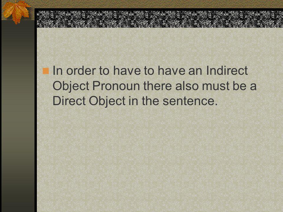 In order to have to have an Indirect Object Pronoun there also must be a Direct Object in the sentence.