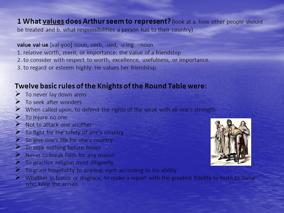 Twelve basic rules of the Knights of the Round Table were: