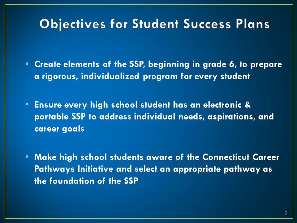 Objectives for Student Success Plans