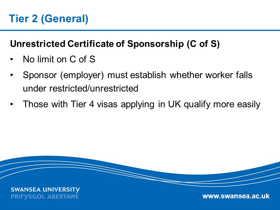 Tier 2 (General) Unrestricted Certificate of Sponsorship (C of S)