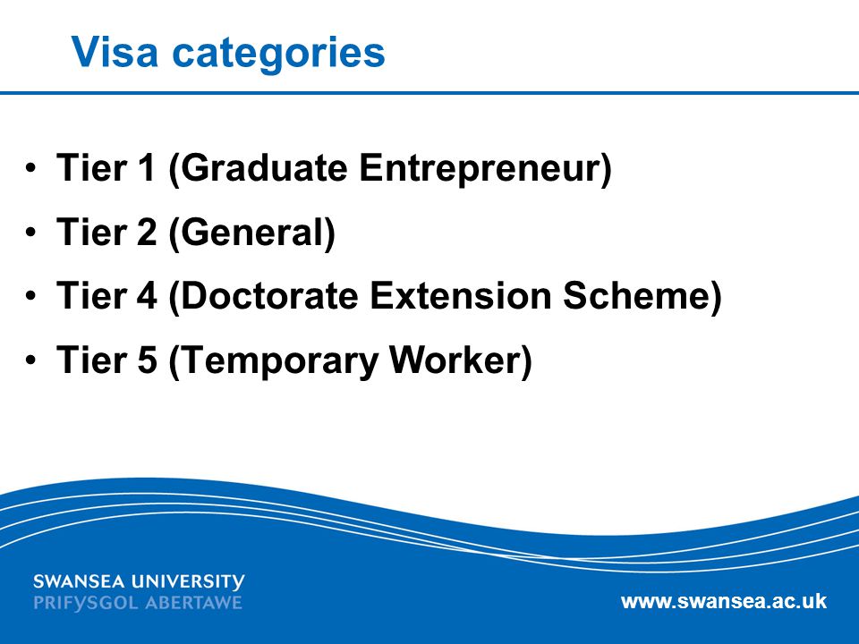 Visa categories Tier 1 (Graduate Entrepreneur) Tier 2 (General)