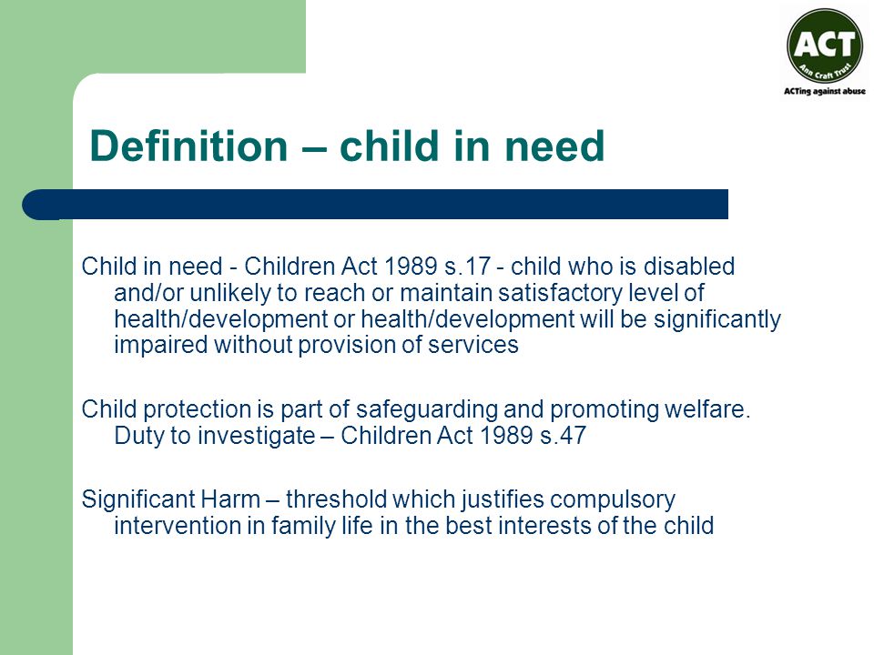Definition – child in need