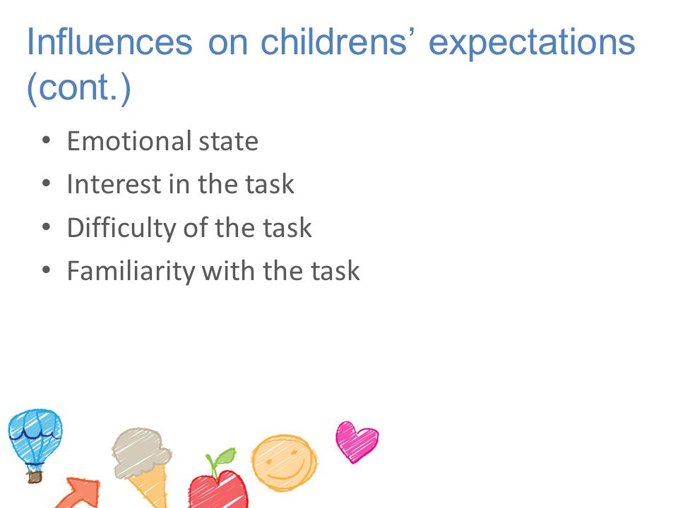 Influences on childrens’ expectations (cont.)
