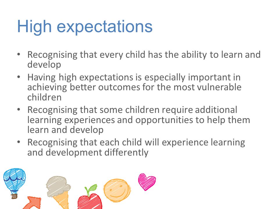 High expectations Recognising that every child has the ability to learn and develop.