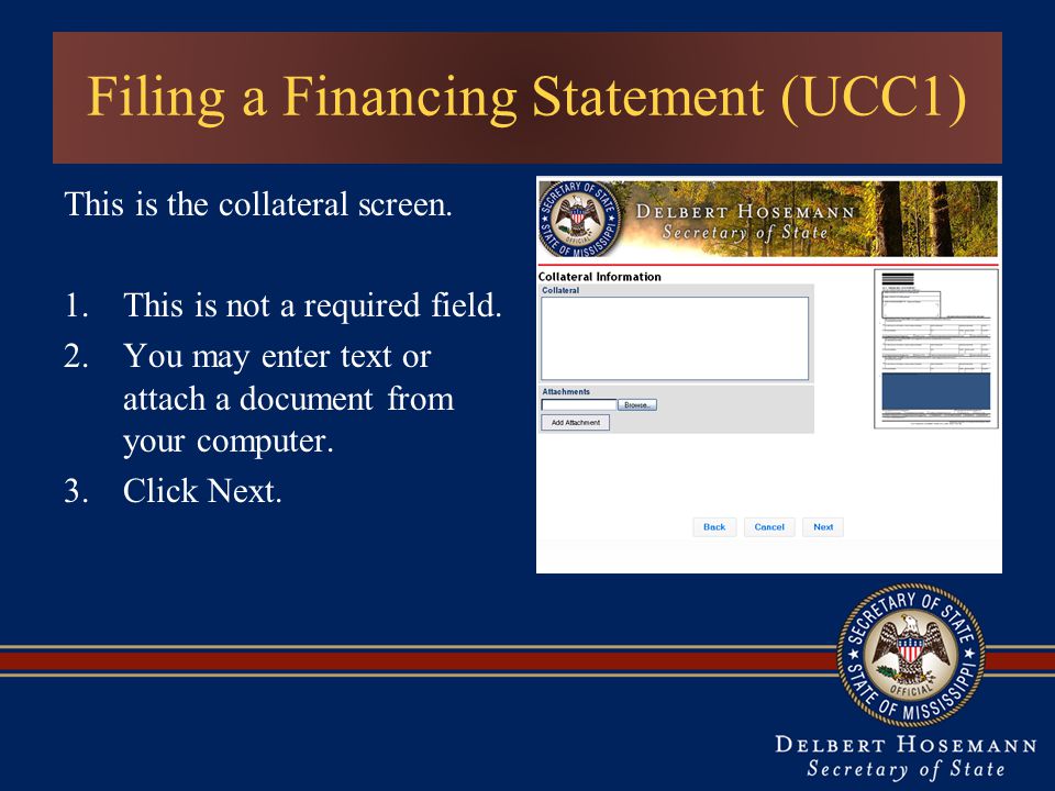 Filing a Financing Statement (UCC1)