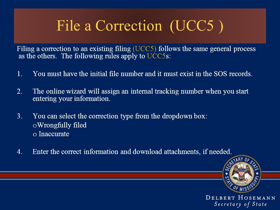 File a Correction (UCC5 )