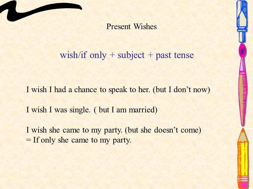 wish/if only + subject + past tense