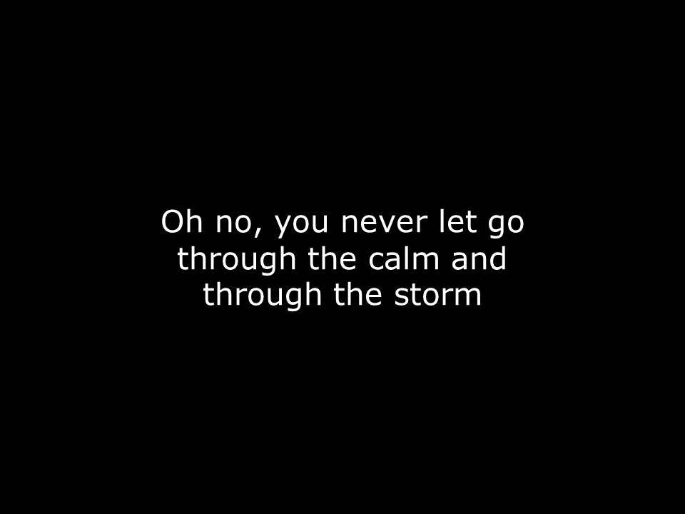 Oh no, you never let go through the calm and through the storm
