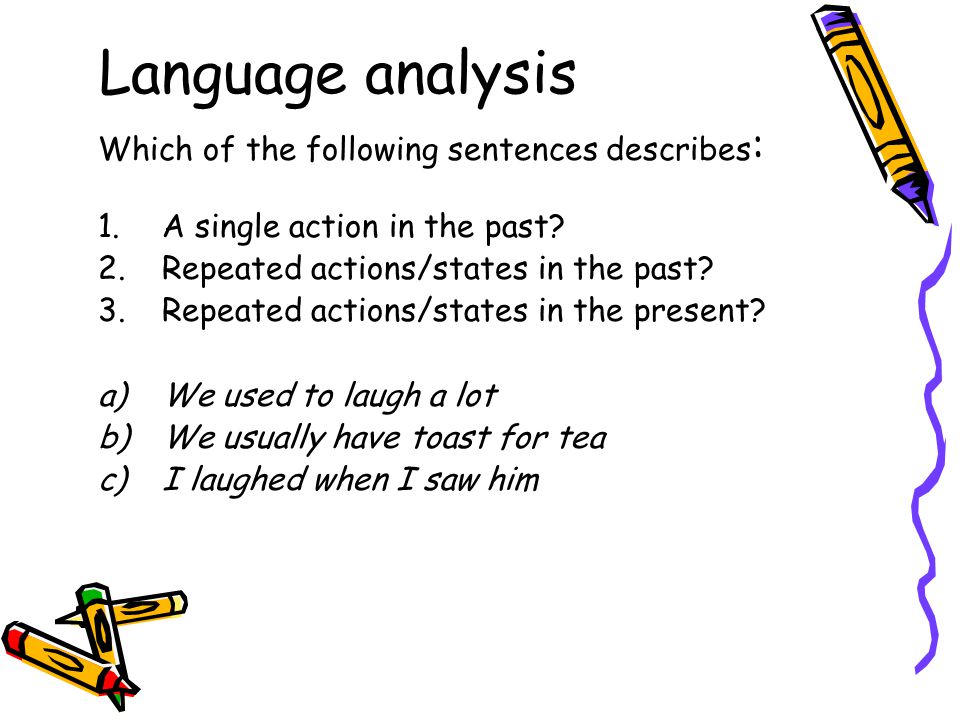 Language analysis Which of the following sentences describes: