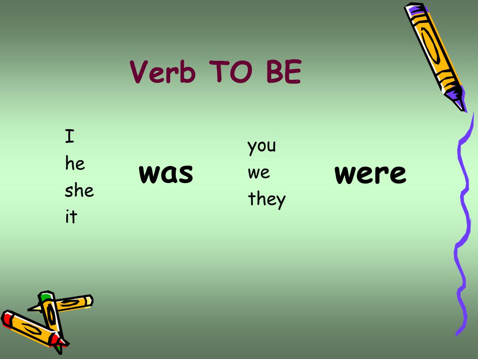 Verb TO BE I he she it you we they were was