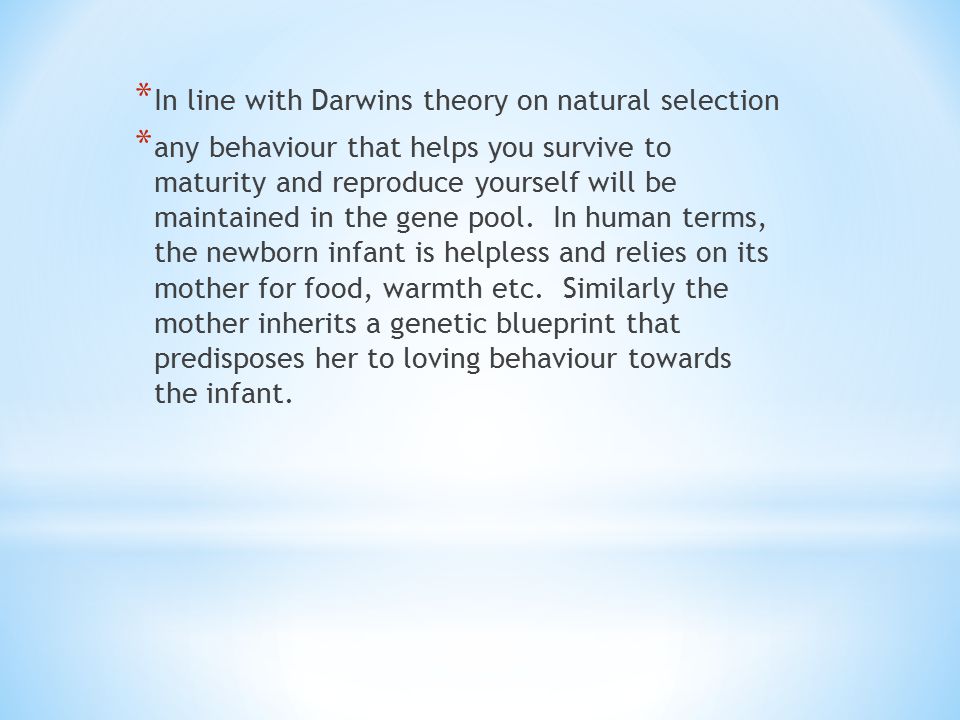 In line with Darwins theory on natural selection