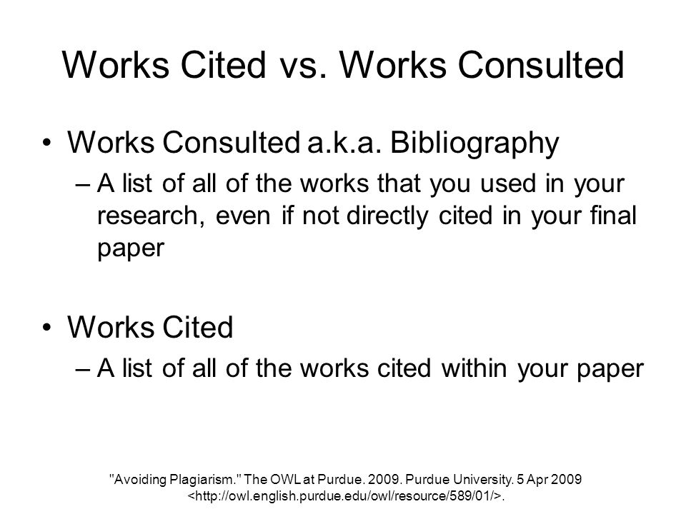 Works Cited vs. Works Consulted